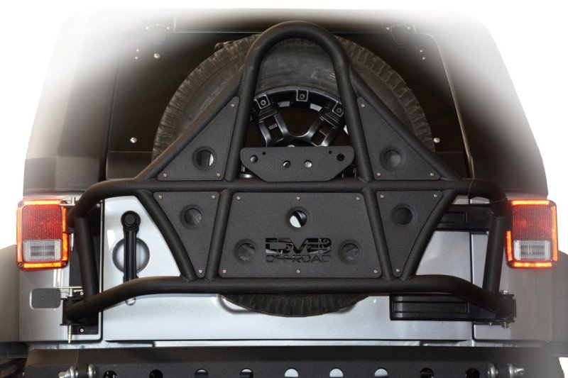 Jeep Wrangler Spare Tire Carrier - DV8 Offroad - Body Mount Tire Carrier - Textured Black - `07-`18
